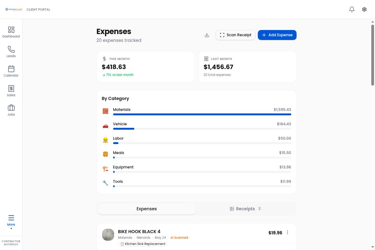 Contractor Autopilot Expenses