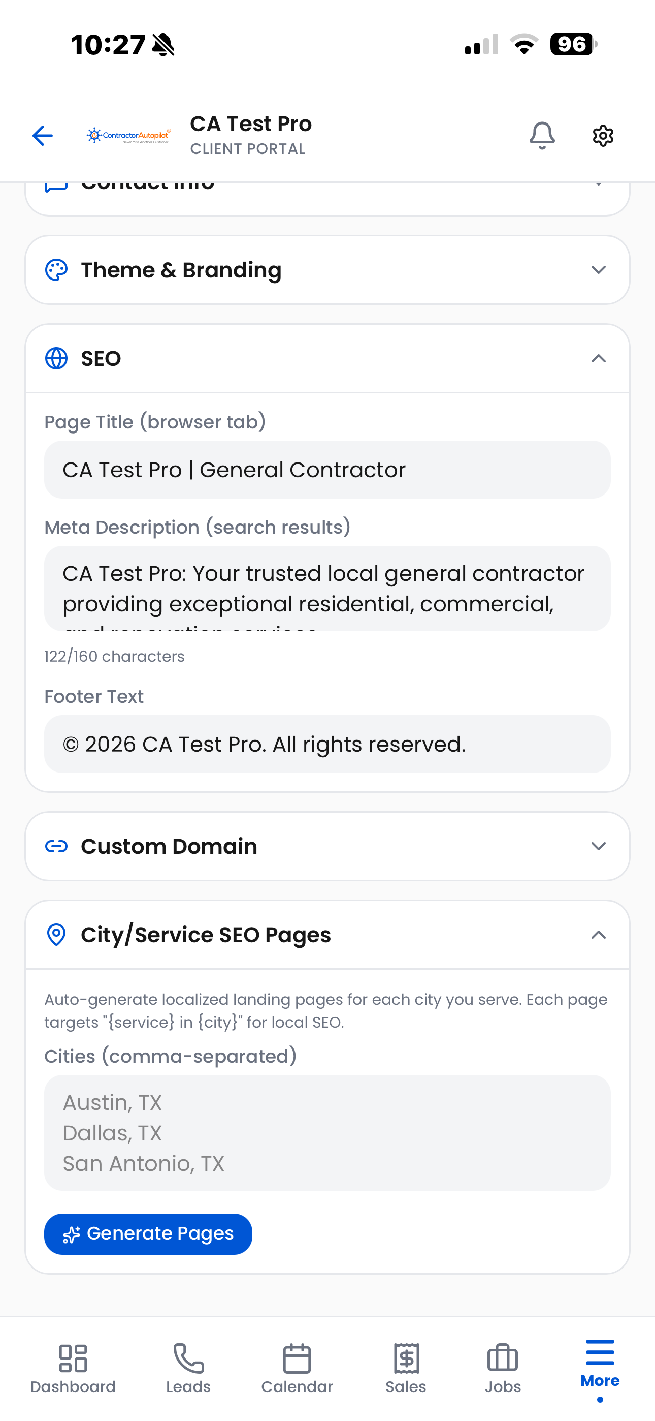 SEO city pages for contractors