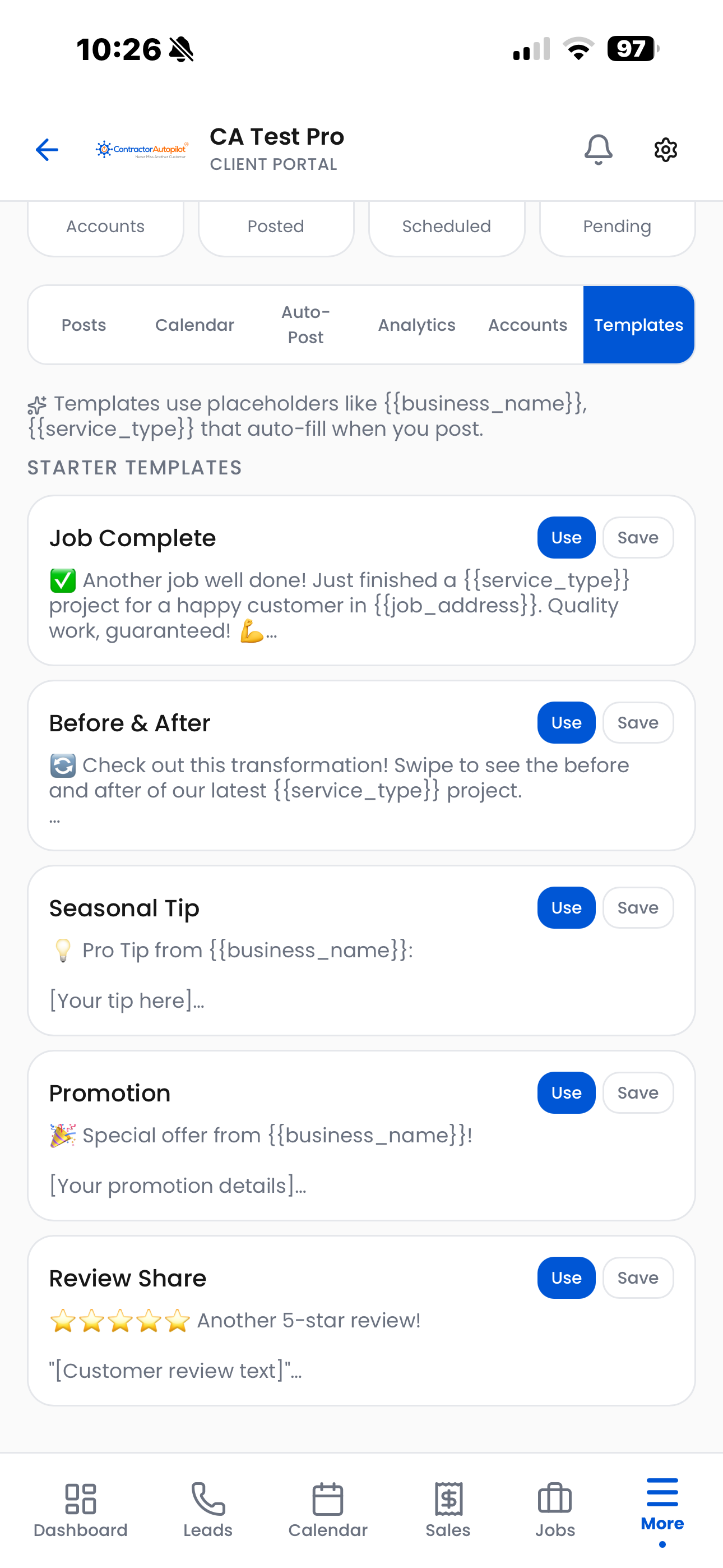 Automated social media for contractors