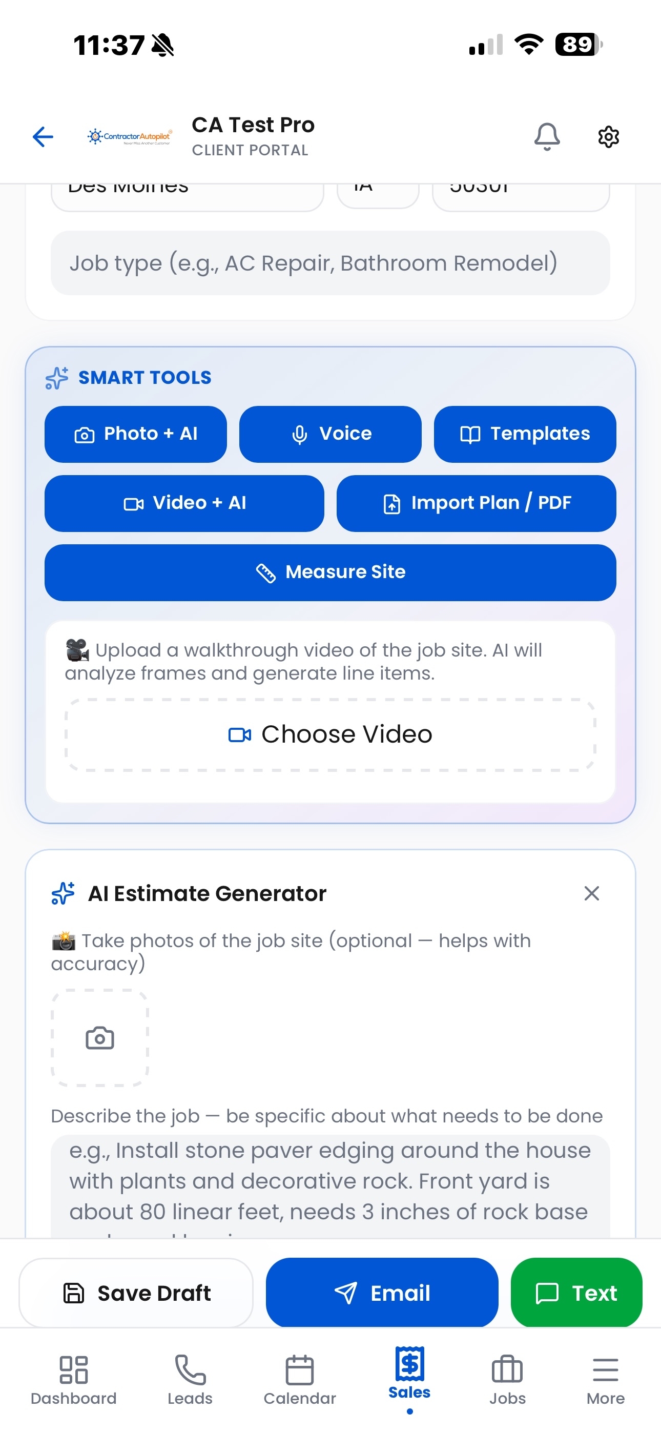 Photo and video analysis for contractors
