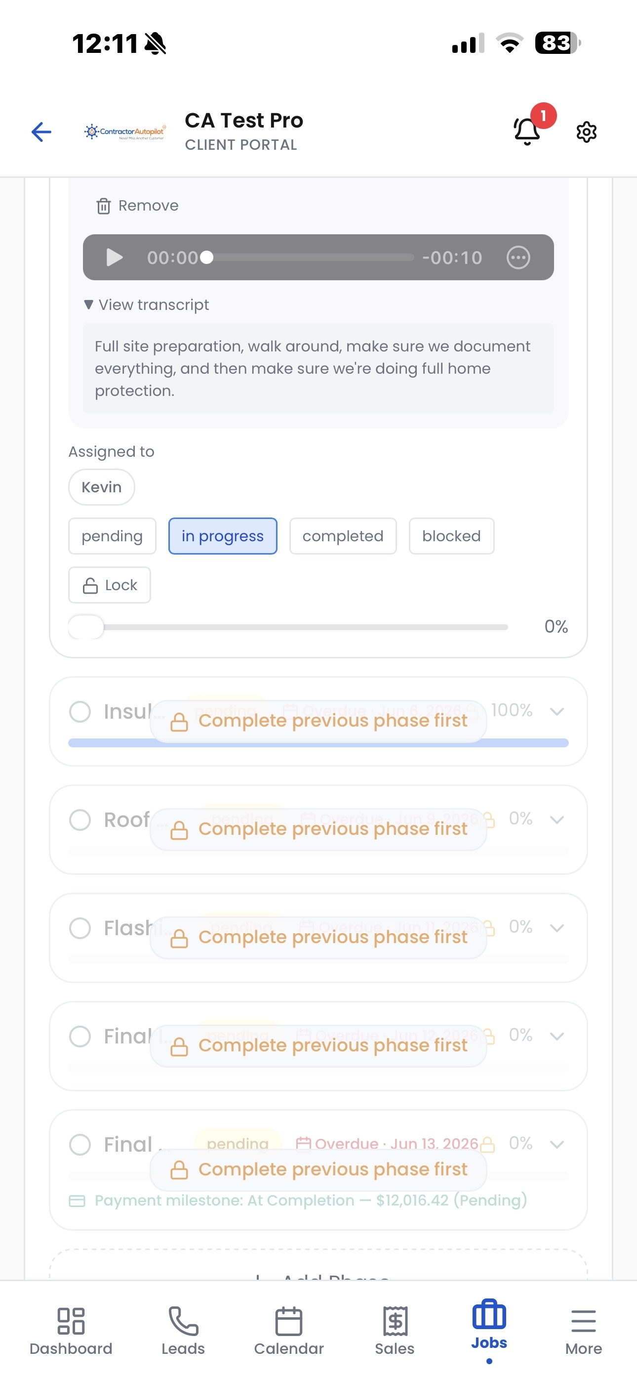Voice and video walkthroughs for contractors